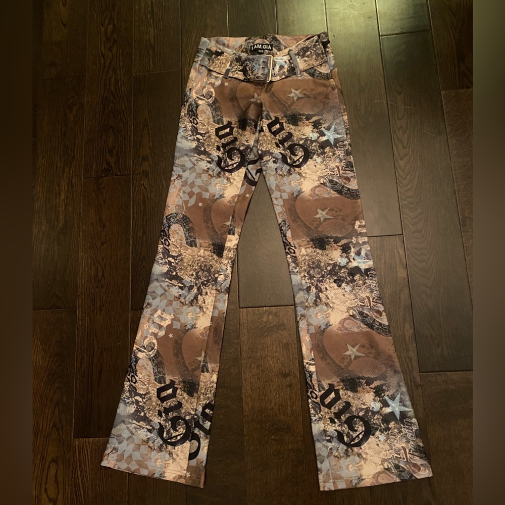 Mid-rise pant in star print custom designed by I.AM.GIA